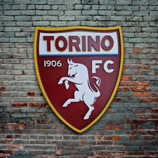 Logo FC Torino in legno, Scudetto Torino calcio, Stemma 3D Toro, Serie A