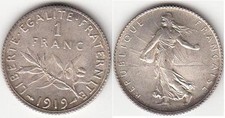 FRANCIA 1 FRANCO 1919 ARGENTO