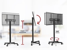 Supporto TV Mobile su Ruote per TV da 32-65 Pollici Carrello TV Rotante con Altezza Inclinabile