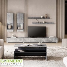Parete attrezzata EMOTION Gihome ® moderna grigia cemento mobile tv salotto