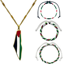 4 PCS Collane a Catena Con Ciondolo Palestina, Bracciale Con Bandiera Palestines