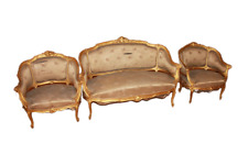 Salotto Francese Stile Luigi XV in legno dorato metà 1800 2 Poltrone 1 Divano