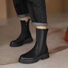 Stivali Scarpe Anfibi Donna Comodi Bassi Nero Dopo Sci Pelle Sintetica 39783