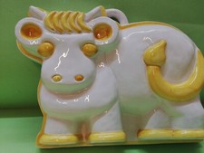 THUN FORMELLA MUCCA BIANCA GIALLO LENE THUN VINTAGE L. CM. 26 GRANDE