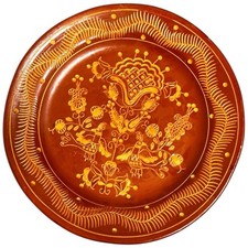 Vintage Spanish Ceramica Decorative Plate Wall Decor Sgraffito Folk Art 10" 