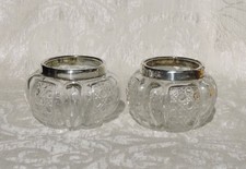 Coppia di vasetti o cache-pot di cristallo e argento Edoardiani Birmingham 1904 