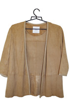 MANGO tg S/XS GIACCA BLAZER DONNA SCAMOSCIATA TINTA UNITA VERA PELLE APERTA D...