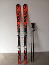 Sci Volkl RaceTiger GS 160cm Junior R:17,9 Attacchi Marker 7.0 con racchette.
