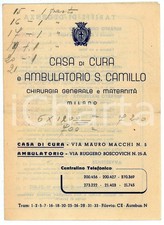 1930 ca MILANO Casa di cura SAN CAMILLO Tariffe di degenza 11x16 cm