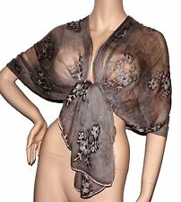 SCIARPA FOULARD coprispalle Pashmina Stola Scarf da donna Elegante Ricamata grig