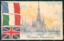 WW1 WWI Bandiere Propaganda Alleati Tricolore Milano cartolina cartolina XF8694