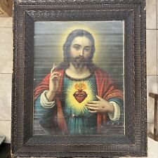 ANTICO QUADRO SACRO CUORE DI GESU' - 39,5 X 49,5 CM -  VINTAGE