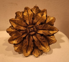 DECORAZIONE antica vintage in LEGNO color ORO - FIORE - SOLE - ROSONE