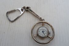 raro portachiavi Alfa Romeo in argento a forma di volante con orologio e biella