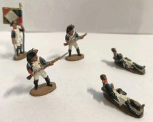 Lotto 5 Soldatini Francesi in Piombo Del Prado-BATTAGLIA DI AUSTERLITZ 30-35MM 