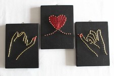 Quadro, lavorazione su legno con chiodi, personalizzabile, fatti a mano