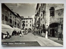 BELLUNO Piazza delle Erbe animata Macelleria Ape Piaggio cartolina vintage