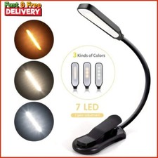Luce Libro 7 LED - Lampada da Lettura Clip-on Ricaricabile USB, 3 Livelli Regolabile