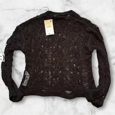 Top all'uncinetto nero manica