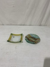 Set 2 piattini vetro fuso