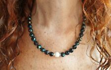 ?COLLANA DONNA PIETRE DURE + ORECCHINI OSSIDIANA E PERLA VERA PERLA BAROCCA ?