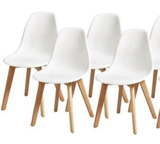 Lot 4 Chaises de Salle à Manger Design Scandinave Intérieur Salon 4pcs / blancs