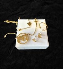 Set Gioielli Acciaio Inox Orecchini Collana Anello Braccialetto Color Oro Viaggi