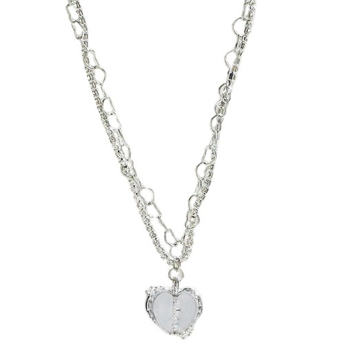 Collana cuore strass - , doppio