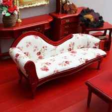 Divano chaise longue in stile europeo in miniatura per casa delle bambole 1:12