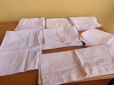 LOTTO 7 FEDERE FEDARA PER CUSCINO IN LINO INIZIALI RICAMATE DP BM AB Z10