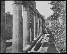 Glass Magic Lantern Slide HERCULANEUM ROW OF COLUMNS C1890 PHOTO ITALY ROMANS