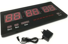 Orologio Digitale LED Da Parete MURO 36x15cm Datario Sveglia Temperatura JH3615