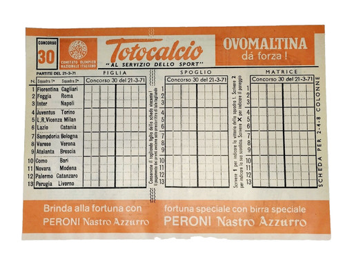 Schedina totocalcio - schedina,