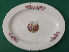 FLORIO CERAMICA/ Piatto ovale con decori e scena Angelina Kauffman_  Liberty 