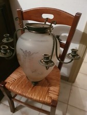 Lampadario da soffitto primi 900 con vetro sabbia e intarsiato con motivi...