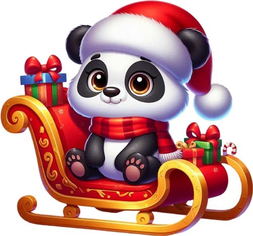 Adesivo colorato natale panda - adesivo,