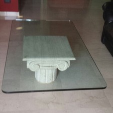 tavolino salotto in cristallo,  140X80 X2 cm. - Base in marmo 55X55X40 cm.
