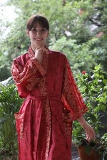Pura Seta Rosso Kimono Lungo