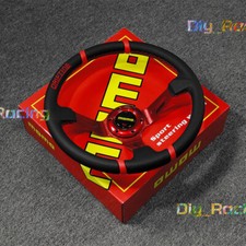 volante sportivo momo 350mm/14'' rosso piatto profondo pelle PU corsa deriva