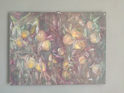 Quadro olio tela albero - -, su