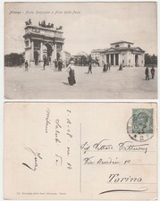 MILANO - PORTA SEMPIONE E ARCO DELLA PACE - VIAGG. 1908 -31524-
