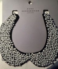 Colletto donna Zara in velluto nero con perle annodato sulla nuca tg M