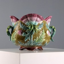 Cache Pot Antica Ceramica Barbotine Decori Europa XX Secolo Originale