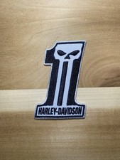 Toppa ricamata ferro su toppa Harley Davidson Punisher numero uno 3"