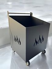 PORTA LEGNA CARRELLO FERRO BATTUTO 42x37x62h cm MADE IN ITALY GRIGIO ANTRACITE