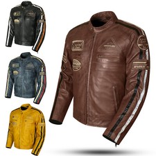 Giubbotto Moto in pelle da Uomo Vintage Custom Café Racer Waxed pelle Morbida