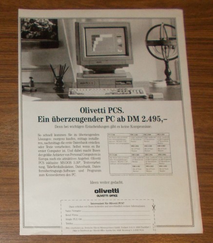 Rara pubblicità olivetti pcs - rara,