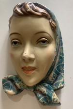 VINTAGE VISO DONNA CERAMICA POLICROMA no lenci scavini eugenio pattarino italy