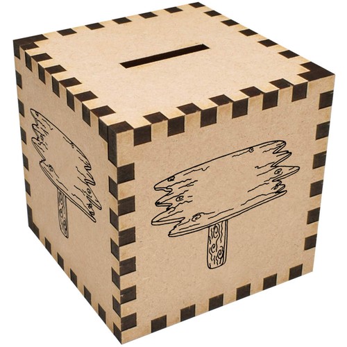 Blank wooden sign money box - 'blank,