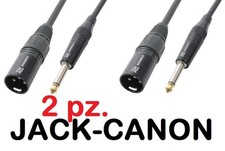 COPPIA CAVI AUDIO CANON CANNON XLR MASCHIO JACK MASCHIO  3 MT. casse mixer NEW